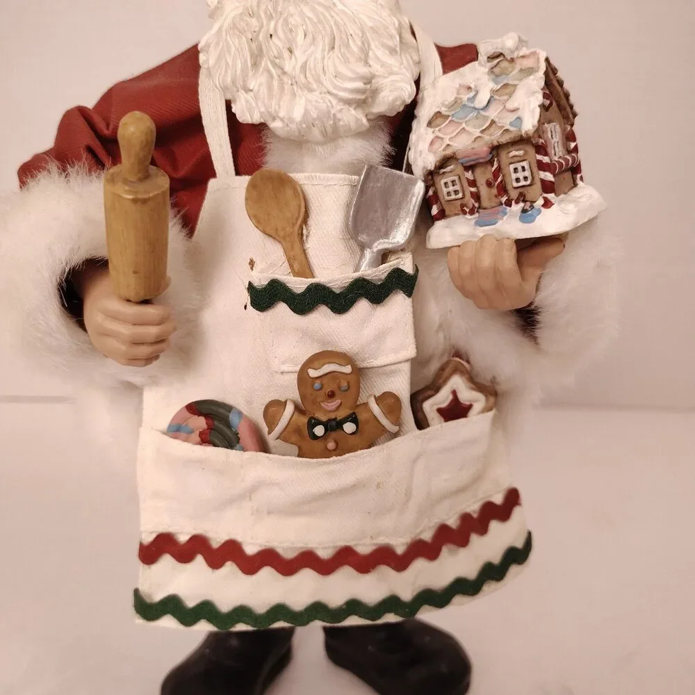 Vintage Chef Baker Santa Figurine 11” Gingerbread House Christmas Decor - Picture 4 of 10
